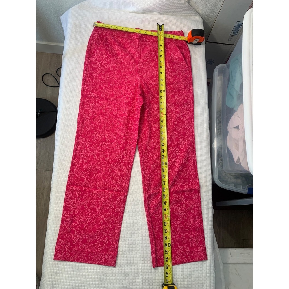 (B-37) Isaac Mizrahi Live QVC Pink Paisley Pull On Pants Women's Size 12 New - Picture 4 of 10
